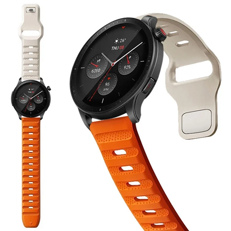 Correa de reloj de silicona para Garmin Forerunner 265 / 255 / Vivoactive 4 / Venu 2, correa de muñeca con textura de puntos de 22 mm - Starlight+Orange