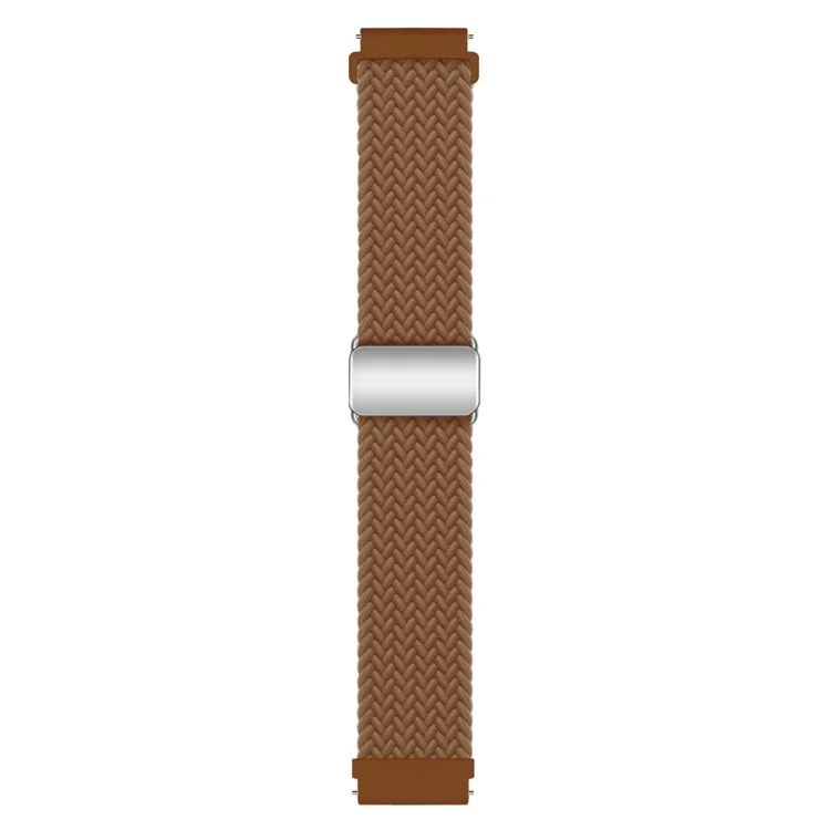 22mm Armband für Garmin Forerunner 265 / 255 / Vivoactive 4 / Venu 2, geflochtenes Nylonarmband mit magnetischem Faltschließer - Braun