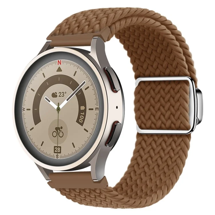 22mm Armband für Garmin Forerunner 265 / 255 / Vivoactive 4 / Venu 2, geflochtenes Nylonarmband mit magnetischem Faltschließer - Braun