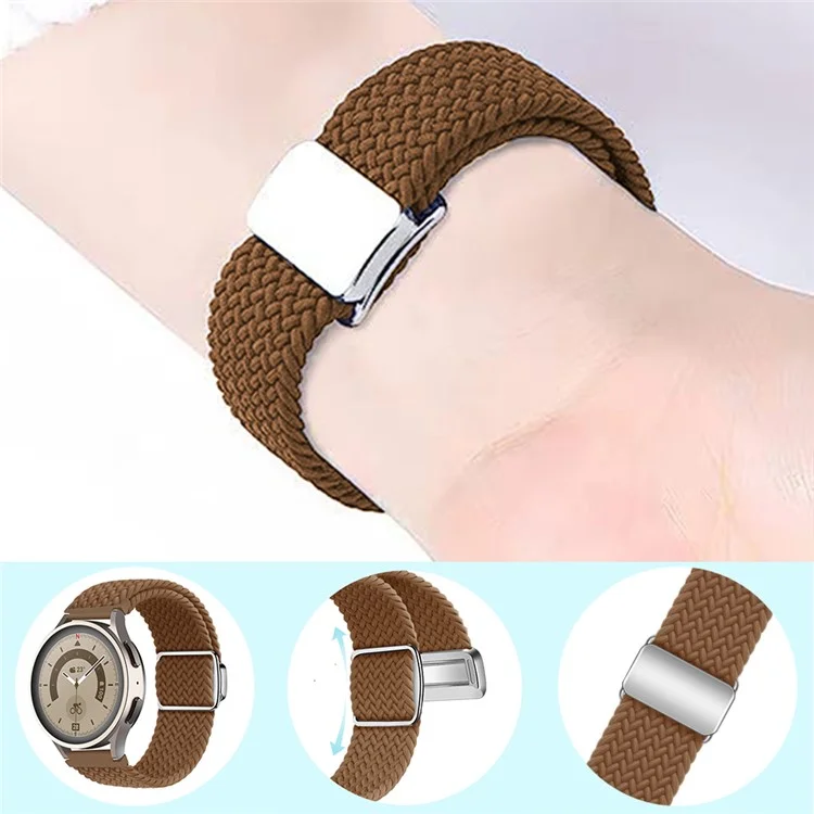 22mm Armband für Garmin Forerunner 265 / 255 / Vivoactive 4 / Venu 2, geflochtenes Nylonarmband mit magnetischem Faltschließer - Braun