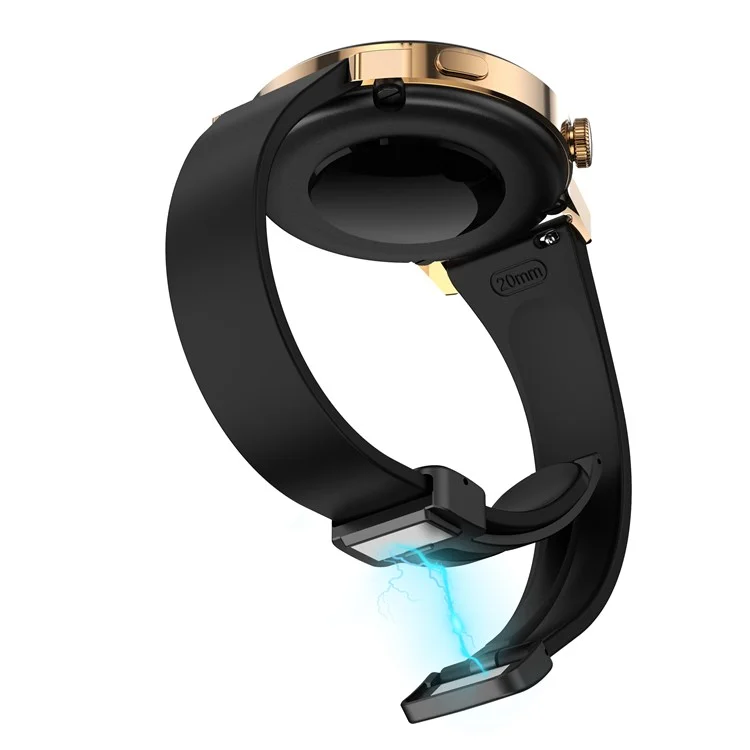 Silicone Bands for Samsung Galaxy Watch6 / Watch6 Classic / Watch 5 / Watch 5 Pro / Watch4 / Watch4 Classic Black Buckle 20mm Strap - Black