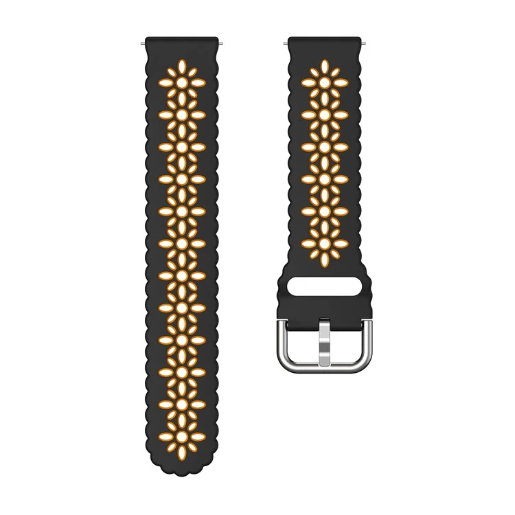 Watch Band for Samsung Galaxy Watch6 / Watch6 Classic / Watch 5 / Watch 5 Pro / Watch4 / Watch4 Classic 20mm Silicone Strap - Black+Orange