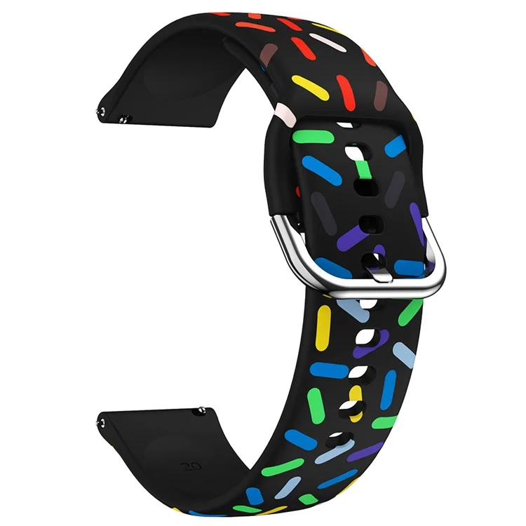 20mm Uhrenarmband für Samsung Galaxy Watch6 / Watch6 Classic / Watch 5 / Watch 5 Pro / Watch4 / Watch4 Classic, Muster-Silikonarmband - Schwarzer Regenbogen