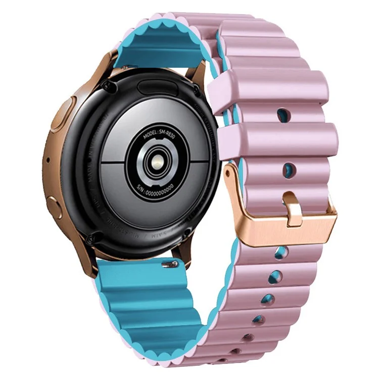 For Samsung Galaxy Watch6 / Watch6 Classic / Watch 5 / Watch 5 Pro / Watch4 20mm Silicone Strap with Rose Gold Buckle - Baby Blue+Light Purple