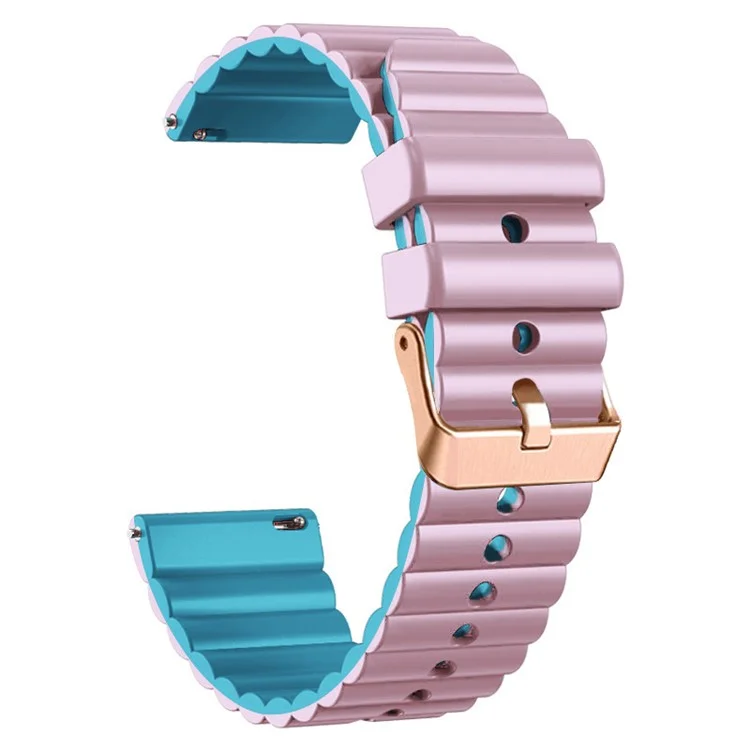 For Samsung Galaxy Watch6 / Watch6 Classic / Watch 5 / Watch 5 Pro / Watch4 20mm Silicone Strap with Rose Gold Buckle - Baby Blue+Light Purple