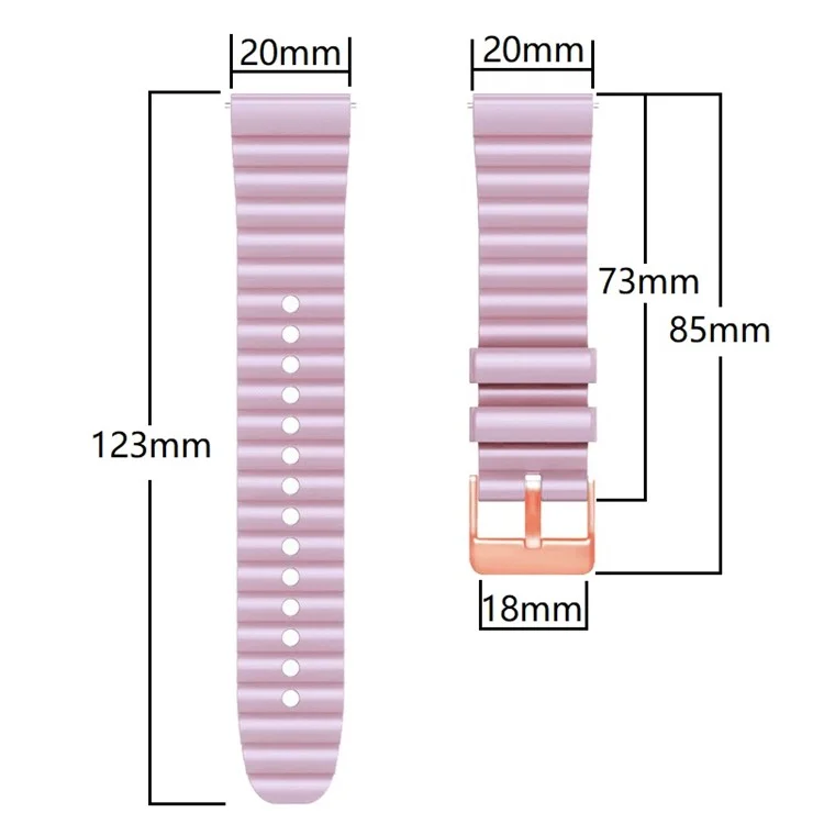 For Samsung Galaxy Watch6 / Watch6 Classic / Watch 5 / Watch 5 Pro / Watch4 20mm Silicone Strap with Rose Gold Buckle - Baby Blue+Light Purple