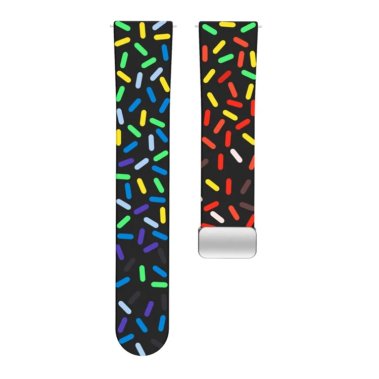 Silicone Bands for Samsung Galaxy Watch6 / Watch6 Classic / Watch 5 / Watch 5 Pro / Watch4 20mm Watch Strap with Silver Buckle - Black Rainbow