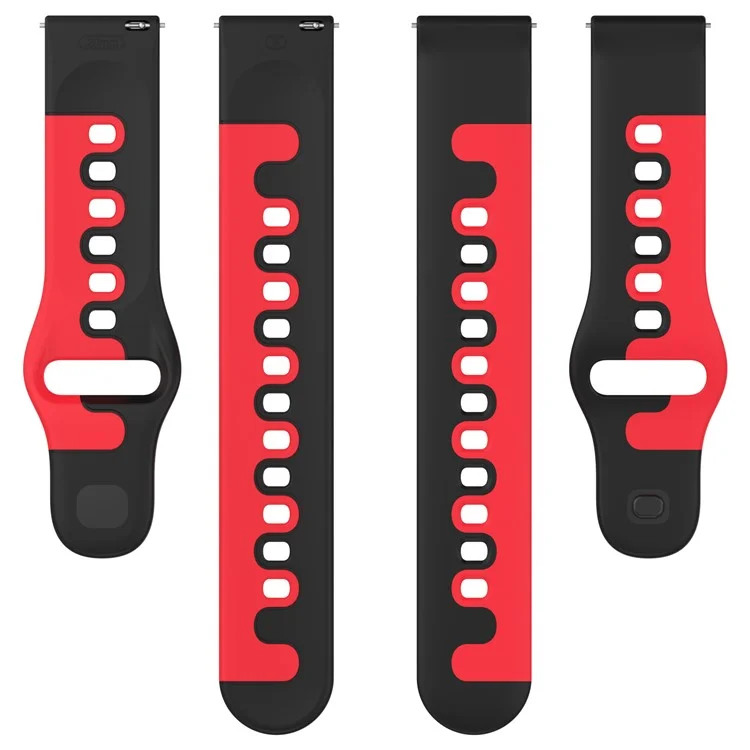 Para Samsung Galaxy Watch6 / Watch6 Classic / Watch 5 / 5 Pro / Watch4 / Watch4 Classic Dual Color Watch Strap 20mm Silicone Watchband - Preto / Vermelho