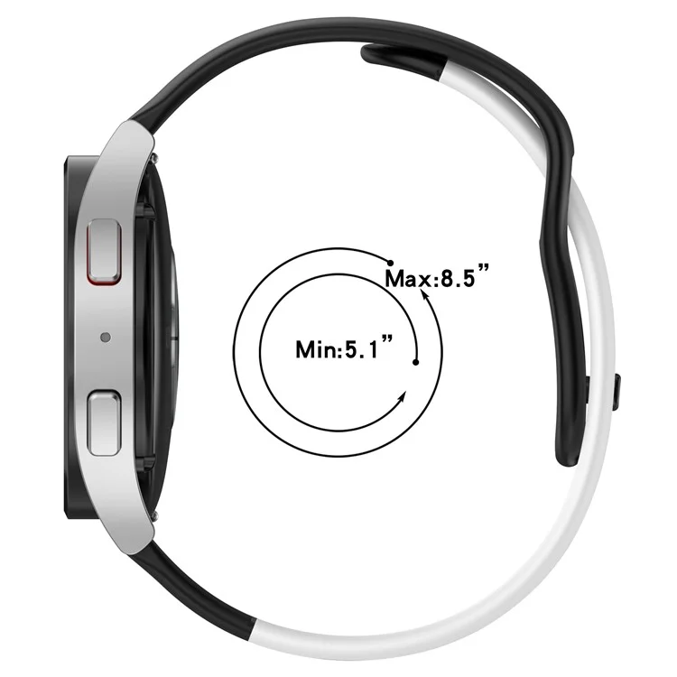 Para Samsung Galaxy Watch6 / Watch6 Classic / Watch 5 / 5 Pro / Watch4 / Watch4 Classic Dual Color Watch Strap 20mm Silicone Watchband - Preto / Vermelho