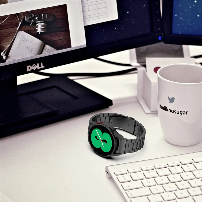 Pulseira de Aço Inoxidável para Samsung Galaxy Watch6 / Watch6 Classic / Watch 5 / Watch4 3-Bead Watch Strap - Preto
