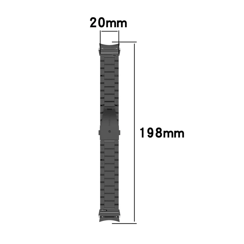 Pulseira de Aço Inoxidável para Samsung Galaxy Watch6 / Watch6 Classic / Watch 5 / Watch4 3-Bead Watch Strap - Preto