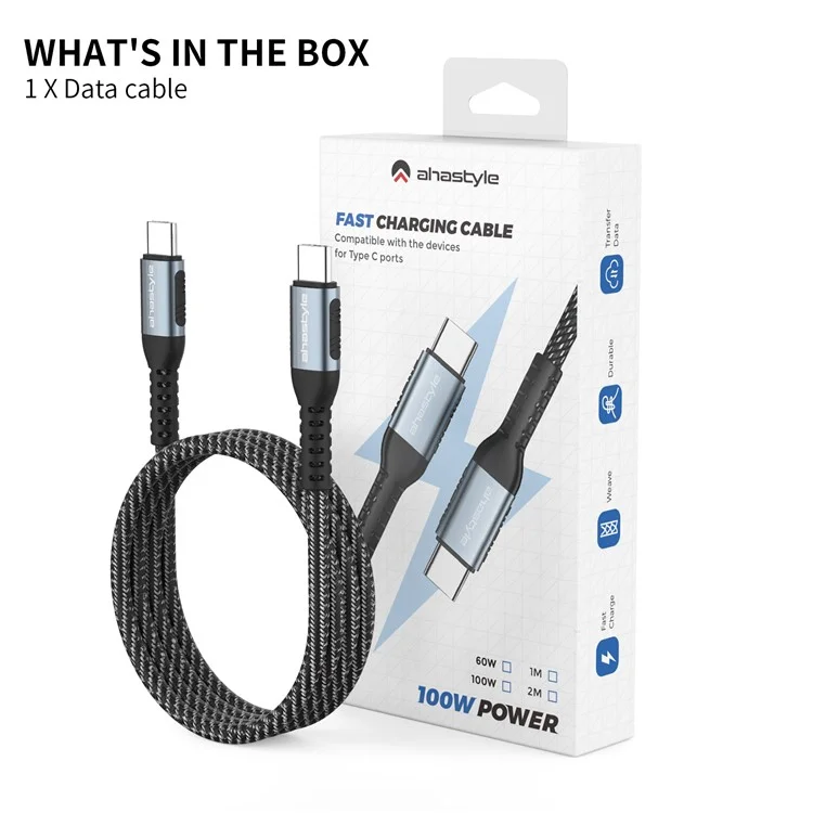 AHASTYLE XC01 MDD per iPhone Serie 15 1m Cavo di ricarica USB-C PD Fast Charging Type-C a Type-C Cavo di trasferimento dati Chip E-Mark integrato - 60W