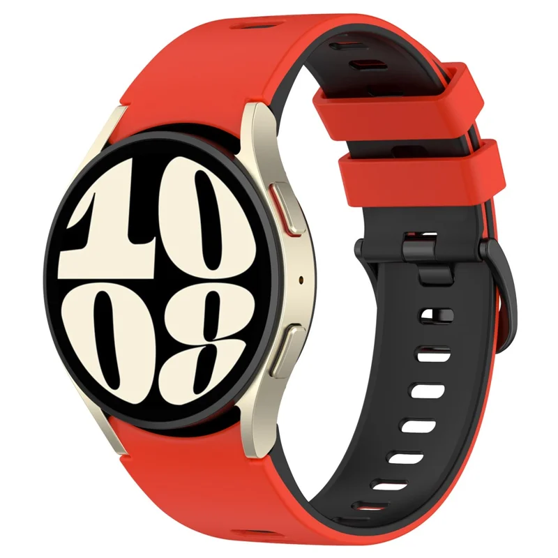 Pour Samsung Galaxy Watch FE 40mm / Watch6 40mm 44mm / Watch6 Classic 43mm 47mm Bracelet de Montre en Silicone Bicolore - Rouge+Noir