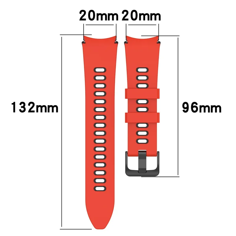 Pour Samsung Galaxy Watch FE 40mm / Watch6 40mm 44mm / Watch6 Classic 43mm 47mm Bracelet de Montre en Silicone Bicolore - Rouge+Noir