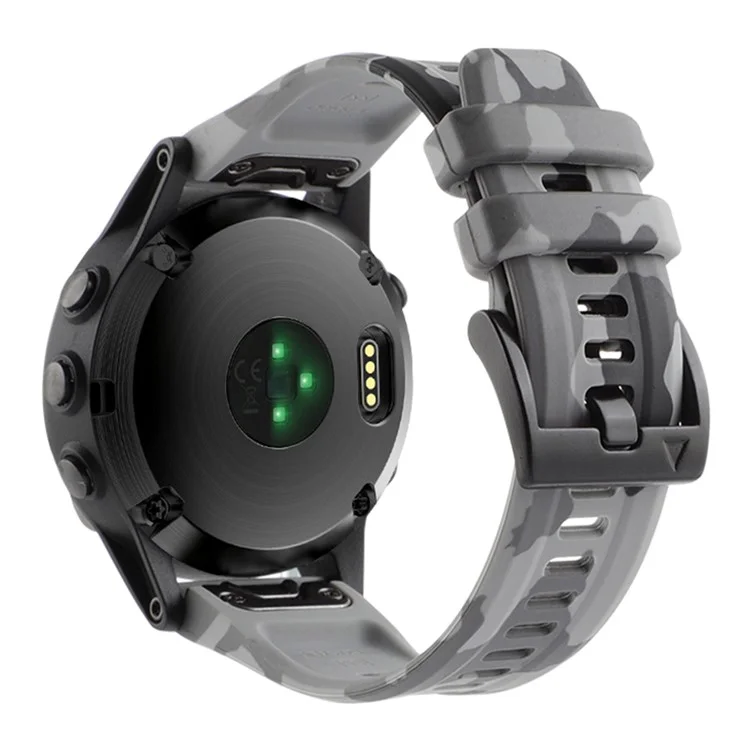 Correa de reloj de silicona para Garmin Fenix 7X / 6X, patrón de camuflaje de 26 mm con liberación rápida, correa casual - Camuflaje gris