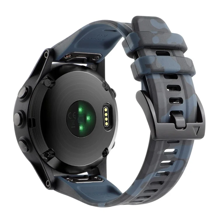 Silicone Watch Band for Garmin Fenix 7X / 6X , Camouflage Pattern 26mm Quick Release Casual Strap - Camouflage Cyan
