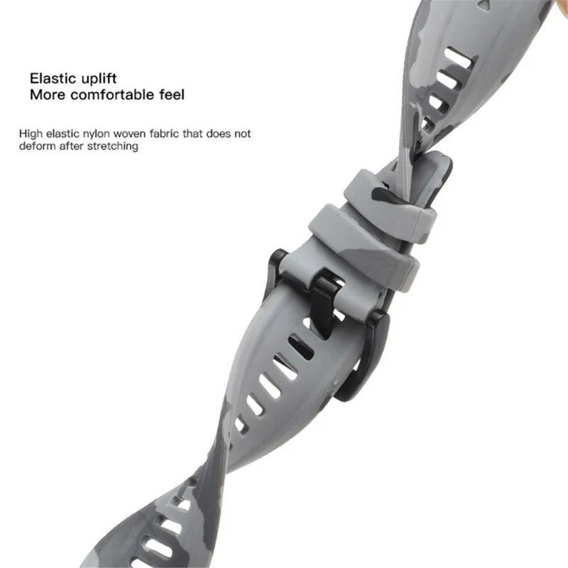 Camouflage Pattern Printed Watch Band for Garmin Fenix 7 / 6 ,  22mm Silicone Quick Release Strap - Camouflage Grey