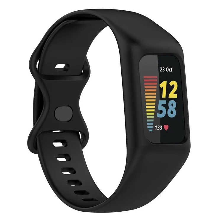 Sport Band for Fitbit Charge 5 / 4 / 3 , Soft Silicone Wristband Replacement Strap with Case - Black