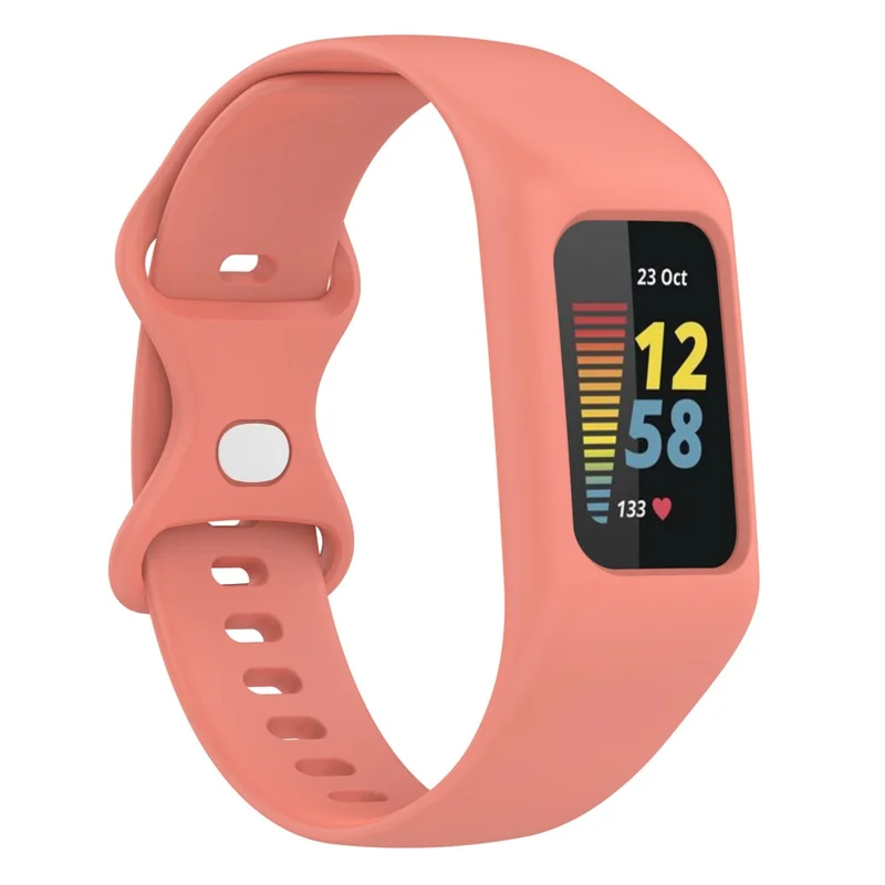 Sport Band for Fitbit Charge 5 / 4 / 3 , Soft Silicone Wristband Replacement Strap with Case - Official Pink