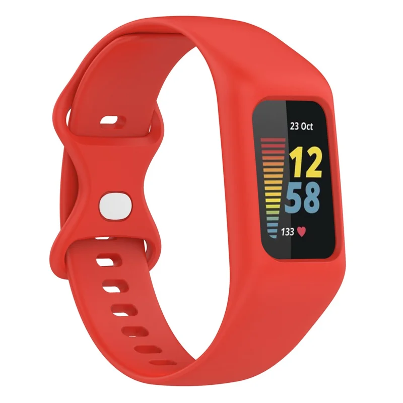 Sport Band for Fitbit Charge 5 / 4 / 3 , Soft Silicone Wristband Replacement Strap with Case - Red