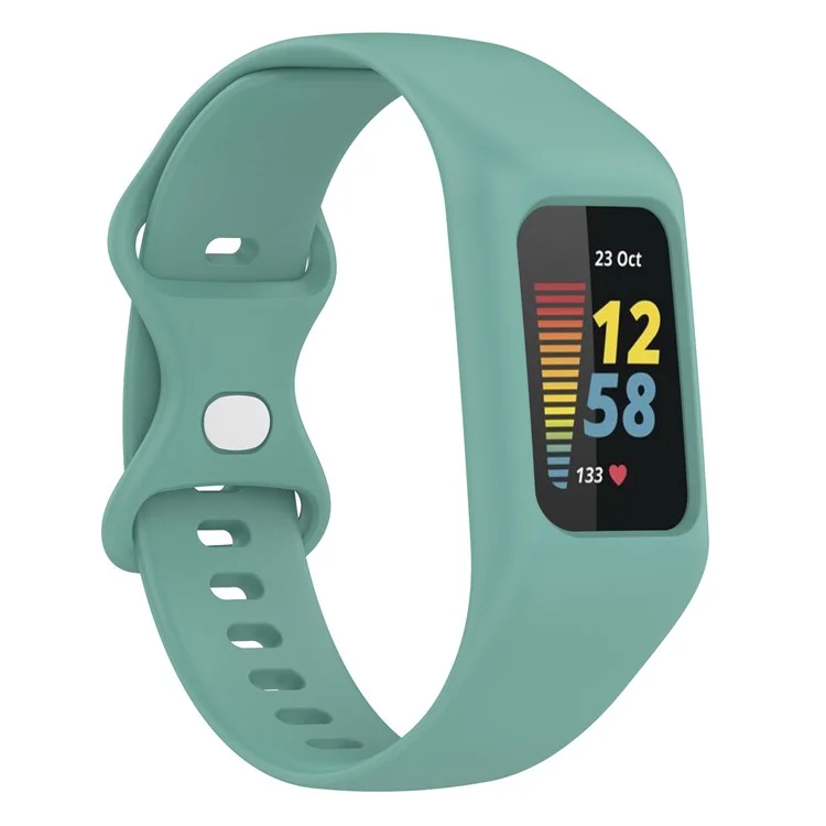 Sport Band for Fitbit Charge 5 / 4 / 3 , Soft Silicone Wristband Replacement Strap with Case - Pine Needle Green