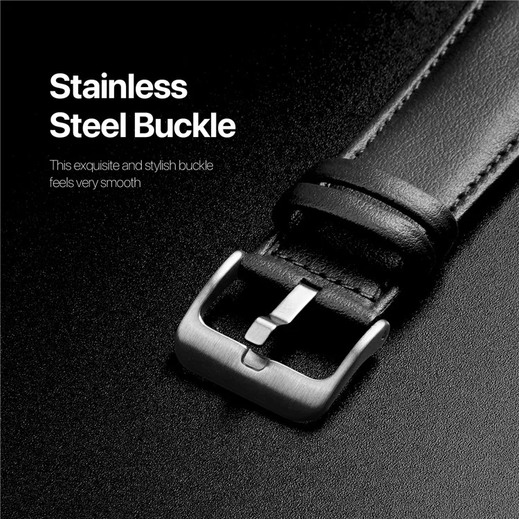 DUX DUCIS YS Series Strap for Apple Watch Series 10 42mm / 9 8 7 41mm / SE (2023) SE (2022) SE 6 5 4 40mm / 3 2 1 38mm Cowhide Leather Watch Band - Black