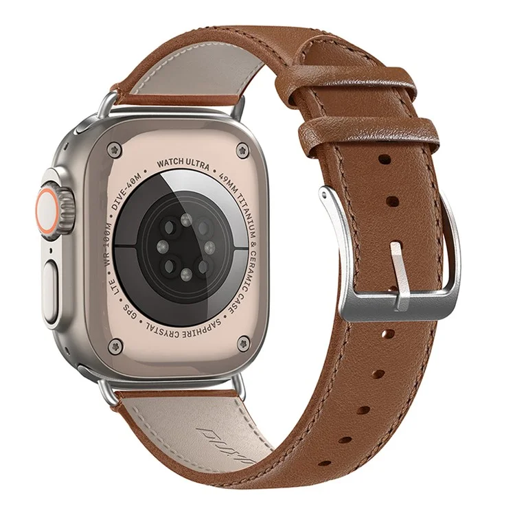 DUX DUCIS Série YS Bracelet pour Apple Watch Série 10 42mm / 9 8 7 41mm / SE (2023) SE (2022) SE 6 5 4 40mm / 3 2 1 38mm Bracelet en cuir de vache - Marron 