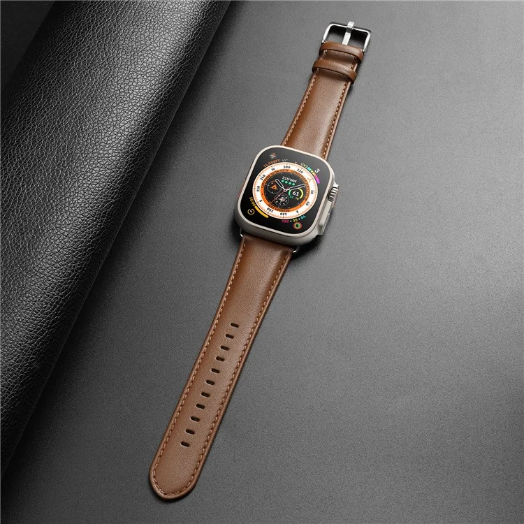 DUX DUCIS Série YS Bracelet pour Apple Watch Série 10 42mm / 9 8 7 41mm / SE (2023) SE (2022) SE 6 5 4 40mm / 3 2 1 38mm Bracelet en cuir de vache - Marron 