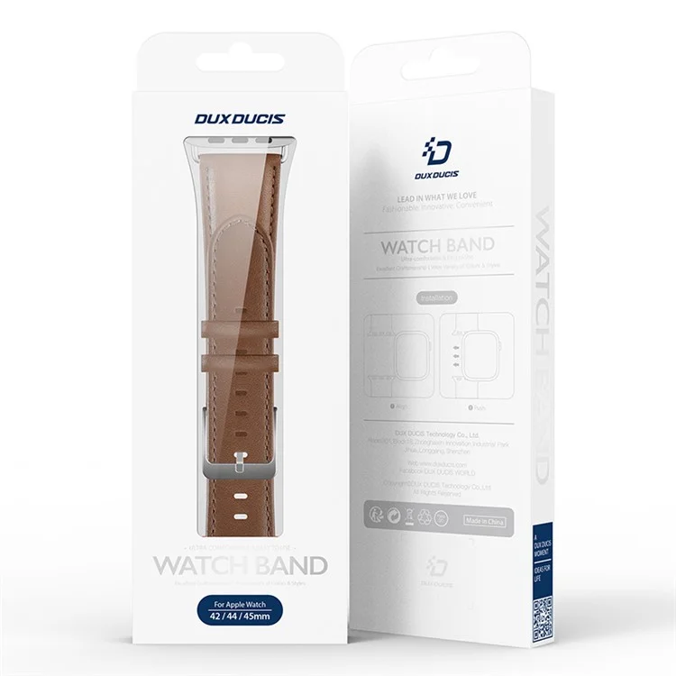 DUX DUCIS Série YS Bracelet pour Apple Watch Série 10 42mm / 9 8 7 41mm / SE (2023) SE (2022) SE 6 5 4 40mm / 3 2 1 38mm Bracelet en cuir de vache - Marron 