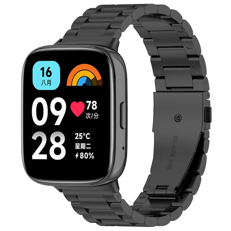 For Xiaomi Redmi Watch 3 Active  /  Watch 3 Lite Replacement Band Stainless Steel Watch Strap - Black