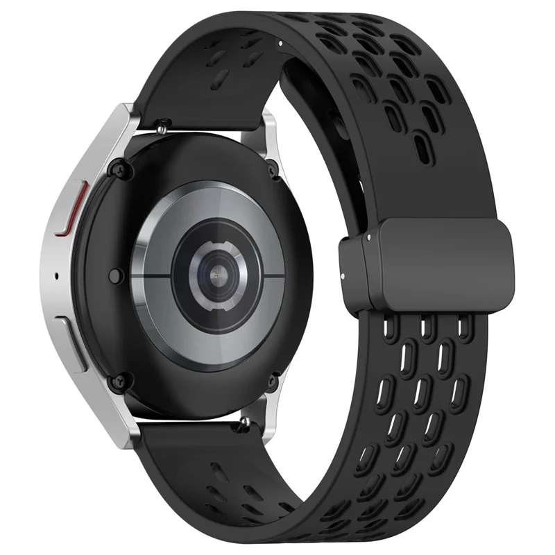 20mm Silicone Strap for Samsung Galaxy Watch FE 40mm / Watch6 / Watch6 Classic / Watch 5 / Watch4 Black Folding Buckle Watch Band - Black