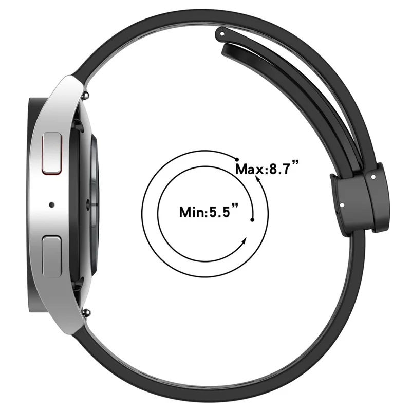 20mm Silicone Strap for Samsung Galaxy Watch FE 40mm / Watch6 / Watch6 Classic / Watch 5 / Watch4 Black Folding Buckle Watch Band - Black