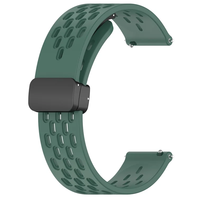 Silicone Watch Band for Samsung Galaxy Watch3 45mm / Huawei Watch GT 5 Pro 46mm 22mm Replacement Straps - Dark Green