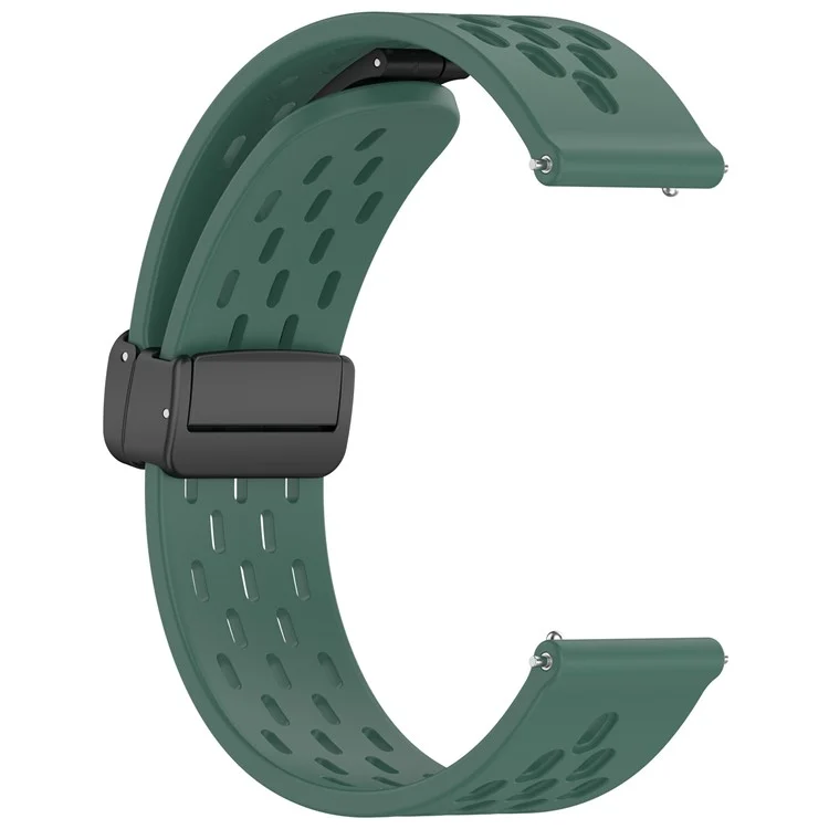 Silicone Watch Band for Samsung Galaxy Watch3 45mm / Huawei Watch GT 5 Pro 46mm 22mm Replacement Straps - Dark Green