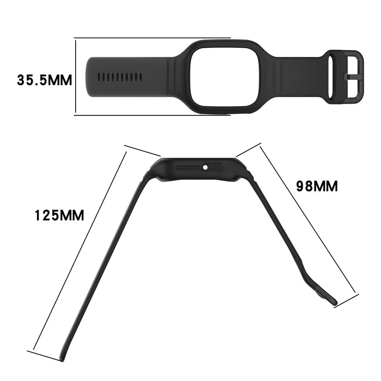 For Honor Watch 4 TMA-L19 Integrated Silicone Strap Watch Case Replacement Wrist Band - Black