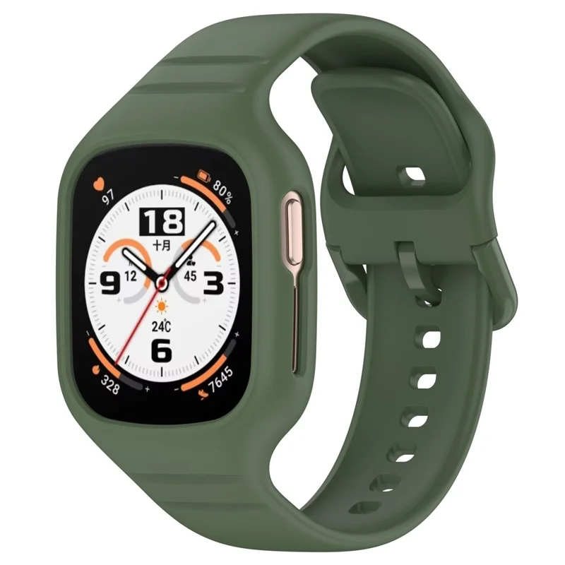 For Honor Watch 4 TMA-L19 Integrated Silicone Strap Watch Case Replacement Wrist Band - Dark Green
