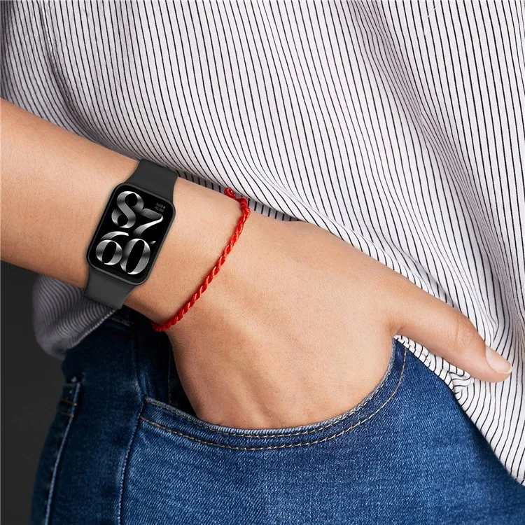 Watch Band for Xiaomi Smart Band 8 Pro , Soft Silicone Sport Replacement Strap with Black Buckle - Black