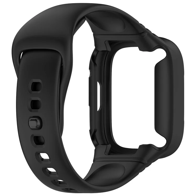 For Xiaomi Redmi Watch 3 Replacement Wrist Band Integrated Silicone Strap Watch Protective Case - Black