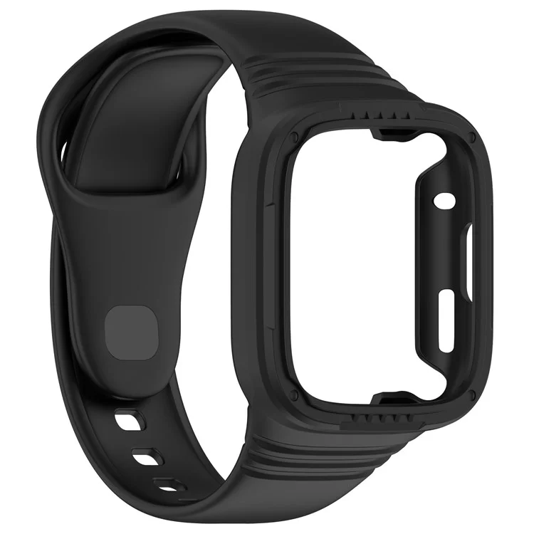 For Xiaomi Redmi Watch 3 Replacement Wrist Band Integrated Silicone Strap Watch Protective Case - Black