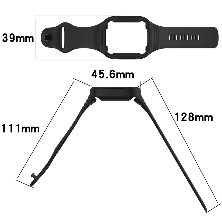 For Xiaomi Redmi Watch 3 Replacement Wrist Band Integrated Silicone Strap Watch Protective Case - Black