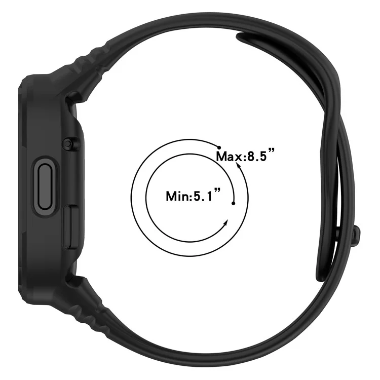 For Xiaomi Redmi Watch 3 Replacement Wrist Band Integrated Silicone Strap Watch Protective Case - Black