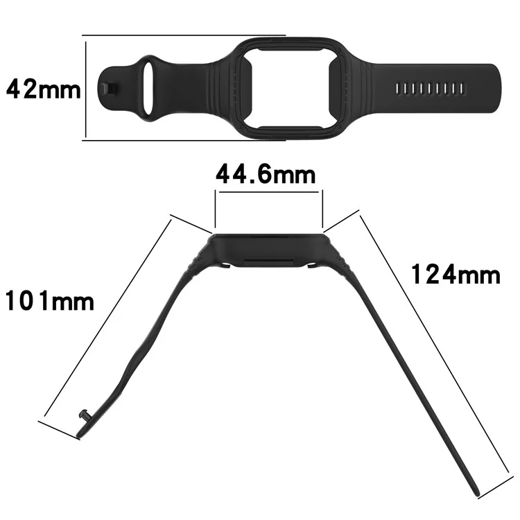 Silicone Watch Band for Xiaomi Redmi Watch 3 Active / Redmi Watch 3 Lite , Wrist Strap with Protective Case - Black