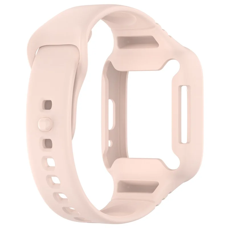 Banda de reloj de silicona para Xiaomi Redmi Watch 3 Active / Redmi Watch 3 Lite, Correa de muñeca con funda protectora - Rosa pálido