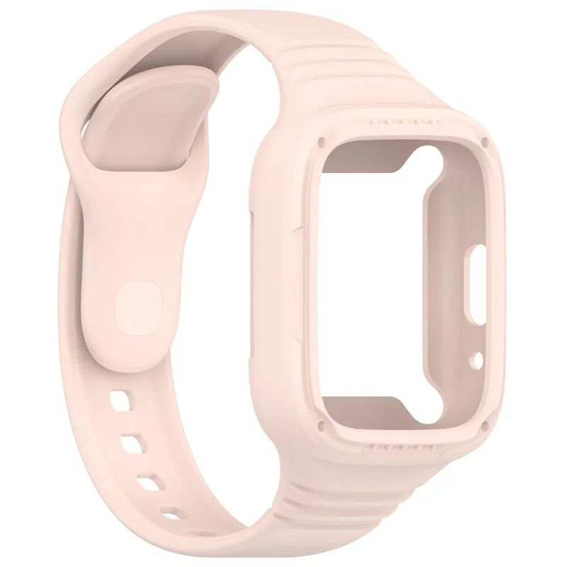 Banda de reloj de silicona para Xiaomi Redmi Watch 3 Active / Redmi Watch 3 Lite, Correa de muñeca con funda protectora - Rosa pálido