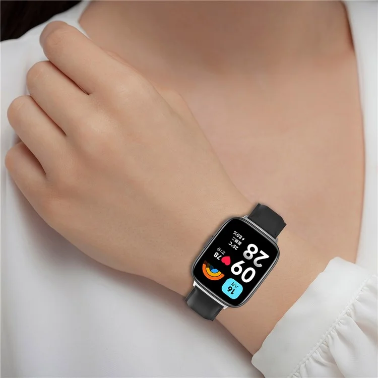 Watch Band for Xiaomi Redmi Watch 3 Active / Redmi Watch 3 Lite , Genuine Cow Leather Wrist Straps with Connector - Light Pink