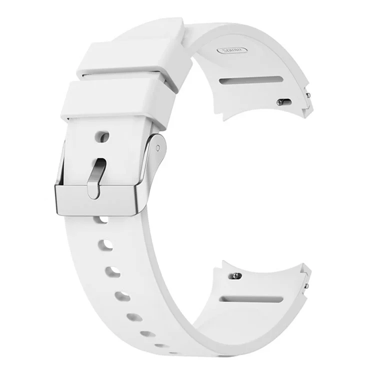 Pour Samsung Galaxy Watch FE 40 mm / Watch6 40 mm / 44 mm / Watch6 Classic 43 mm / 47 mm Bracelet de montre en silicone avec boucle en argent - Blanc