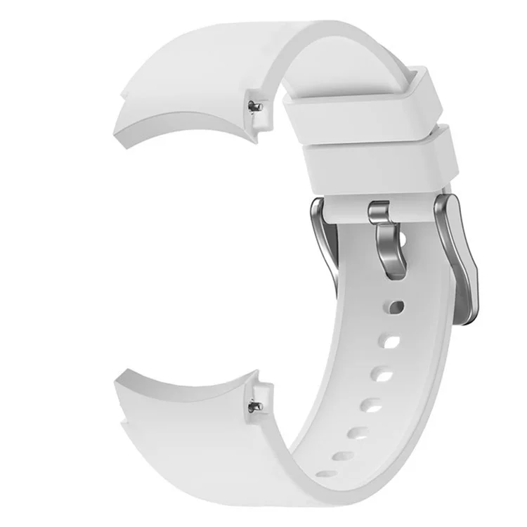 Pour Samsung Galaxy Watch FE 40 mm / Watch6 40 mm / 44 mm / Watch6 Classic 43 mm / 47 mm Bracelet de montre en silicone avec boucle en argent - Blanc