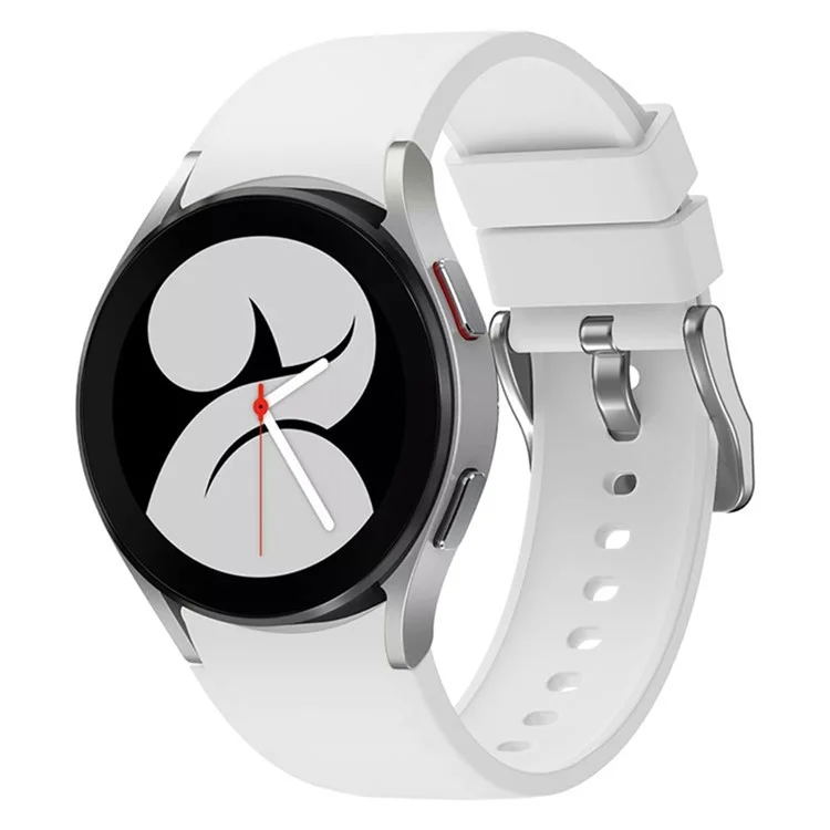 Pour Samsung Galaxy Watch FE 40 mm / Watch6 40 mm / 44 mm / Watch6 Classic 43 mm / 47 mm Bracelet de montre en silicone avec boucle en argent - Blanc