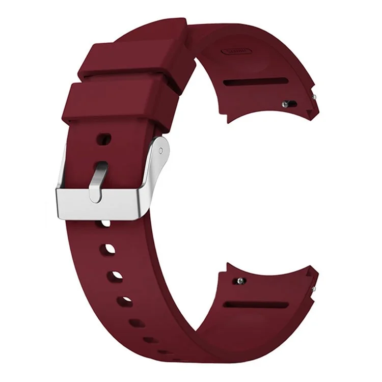 Para Samsung Galaxy Watch FE 40mm / Watch6 40mm / 44mm / Watch6 Classic 43mm / 47mm Banda de Relógio Silicone Pulseira com Fivela Prateada - Vinho Tinto