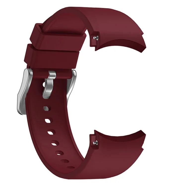 Para Samsung Galaxy Watch FE 40mm / Watch6 40mm / 44mm / Watch6 Classic 43mm / 47mm Banda de Relógio Silicone Pulseira com Fivela Prateada - Vinho Tinto